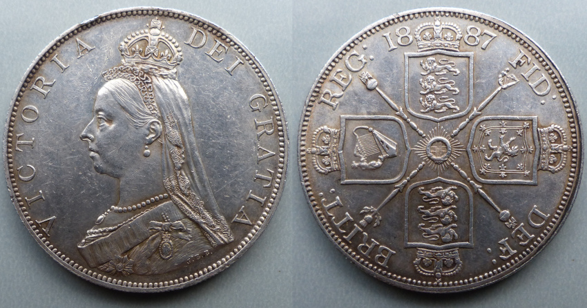 1887 double florin, Roman I